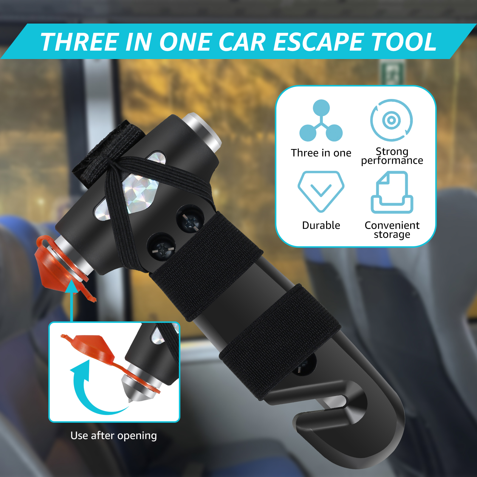 Universal Car Emergency Tool, 3-in-1 Car Safety Hammer with Belt Cutter, Life-Saving Glass Breaker