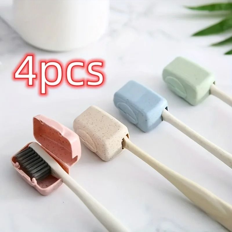 4pcs Portable Toothbrush Head Covers – Travel-Friendly Protective Cases