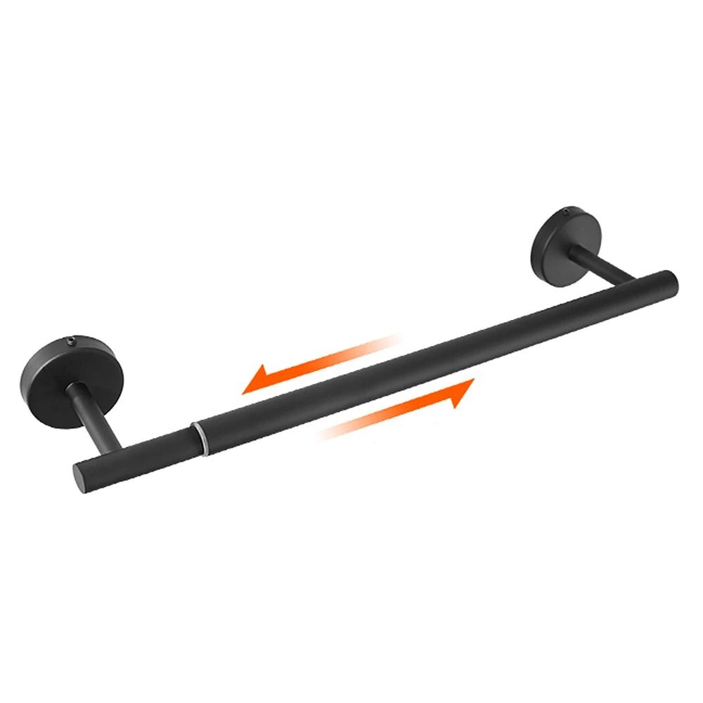 Retractable Matte Black Towel Bar – SUS304 Stainless Steel Bathroom Hanging Rack