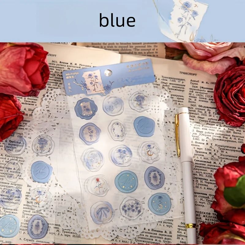 15 Piece Simulated Rose Wax Seal Sticker Set