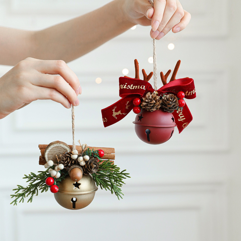 Mixed Pendant Christmas Tree, Christmas Bell Antlers Bow Pinecone Bell, Showcase Car Hanging Decoration