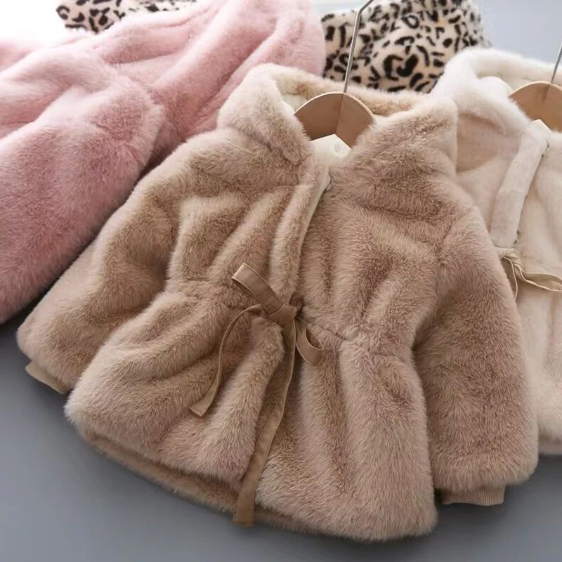 LuxeWarm Girls Winter Coat – Plush Kids Fur Hooded Jacket with Thick Padded Warmth