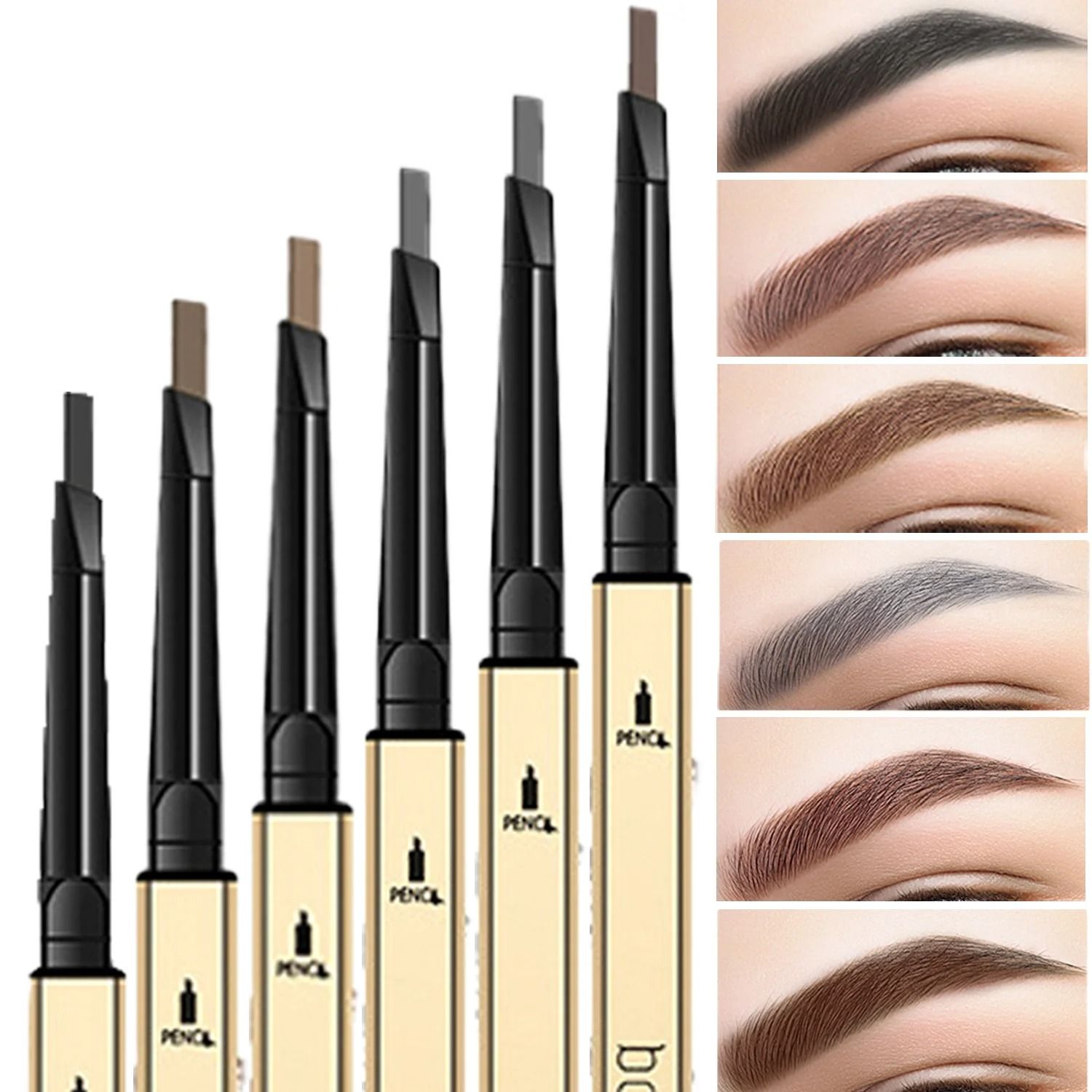 Dual Ended Waterproof Eyebrow Pencil With Brush For Long Lasting Definition