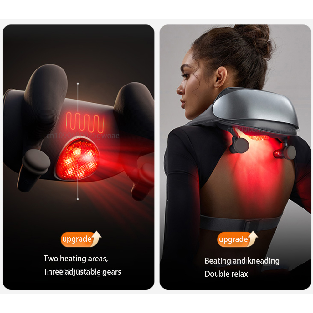 Neck Shoulder Massager with Heat & Shiatsu Kneading, Deep Tissue Pain Relief & Red Light Therapy