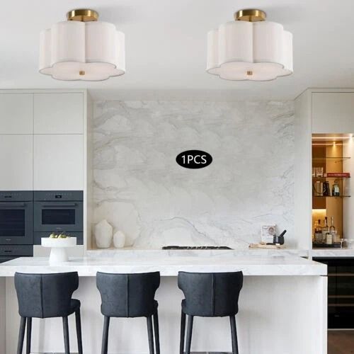 Flush Mount Pendant Lamp, Modern Ceiling Light, Drum Shade Chandelier