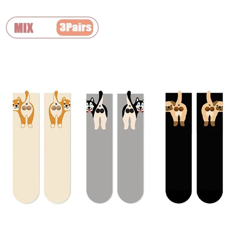 Cartoon Cat Egg Cozy Mid Calf Socks