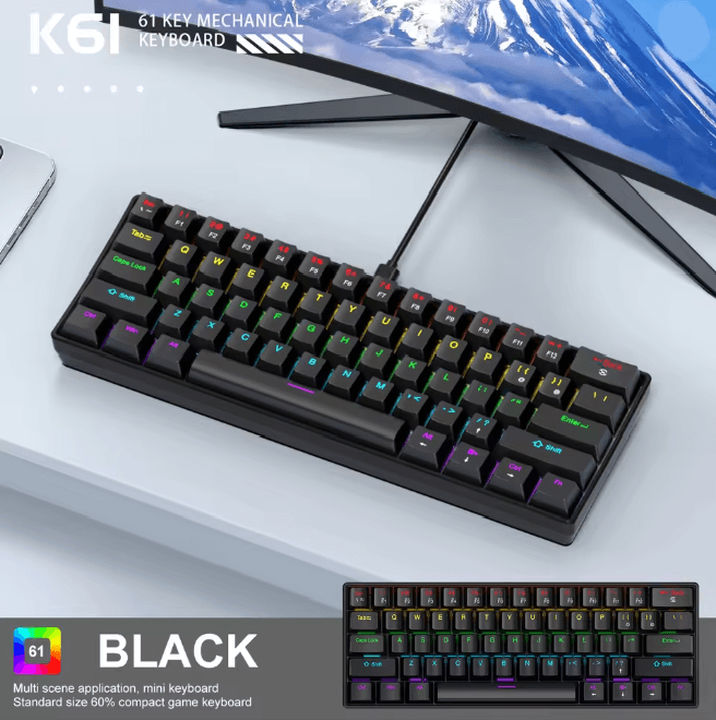 APAYADO K61 Mini Mechanical Keyboard 60 Percent Gaming Keyboard with RGB