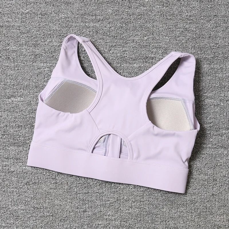 Front Zipper High Support Cross Back Sports Bra for Women