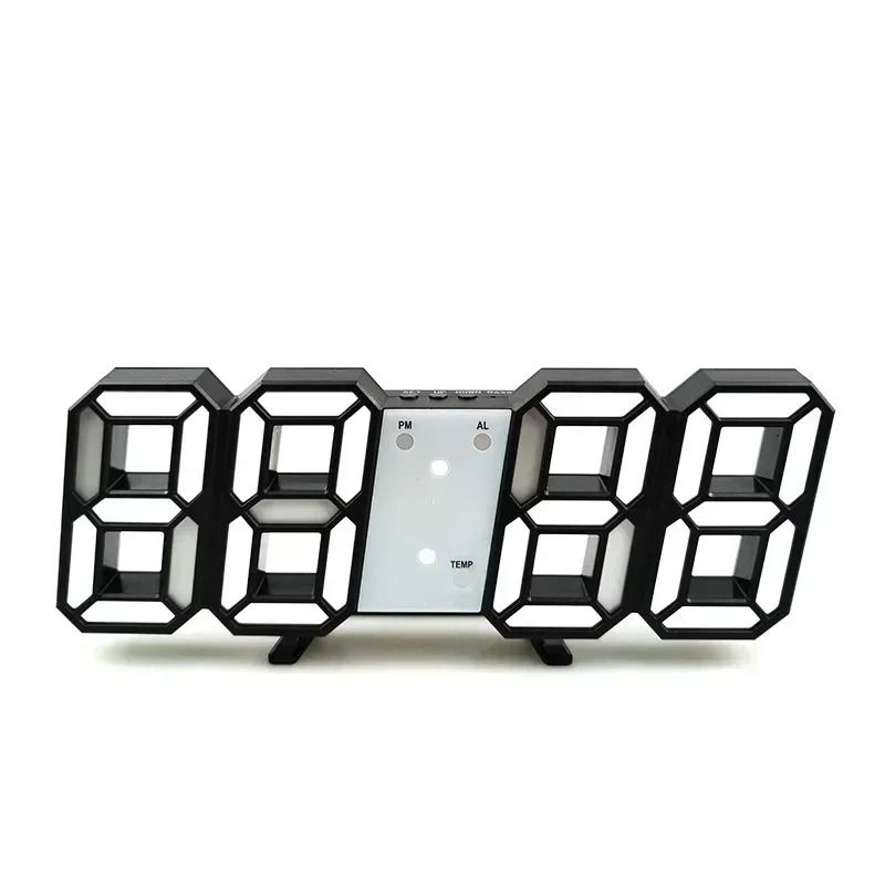 3D LED Digital Wall Clock with Temperature Date and Alarm Display
