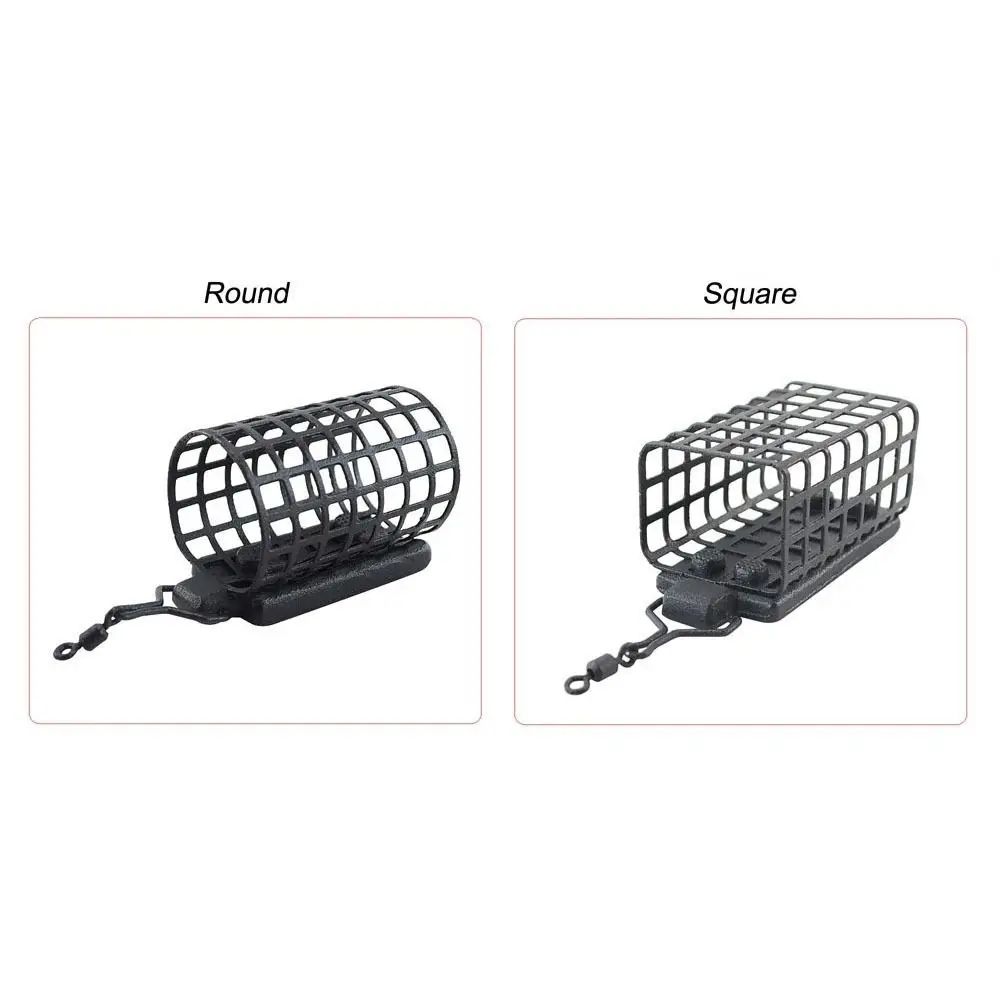 5-Pack Stainless Steel Fishing Feeder Cage Set (Round & Square, 10g–50g) for Fast Baiting & Longer Casts