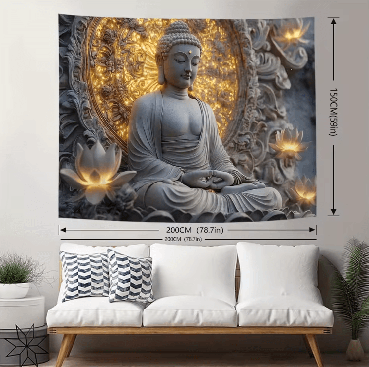 Giant Buddha Lotus Tapestry – Spiritual Zen Wall Hanging for Home Decor