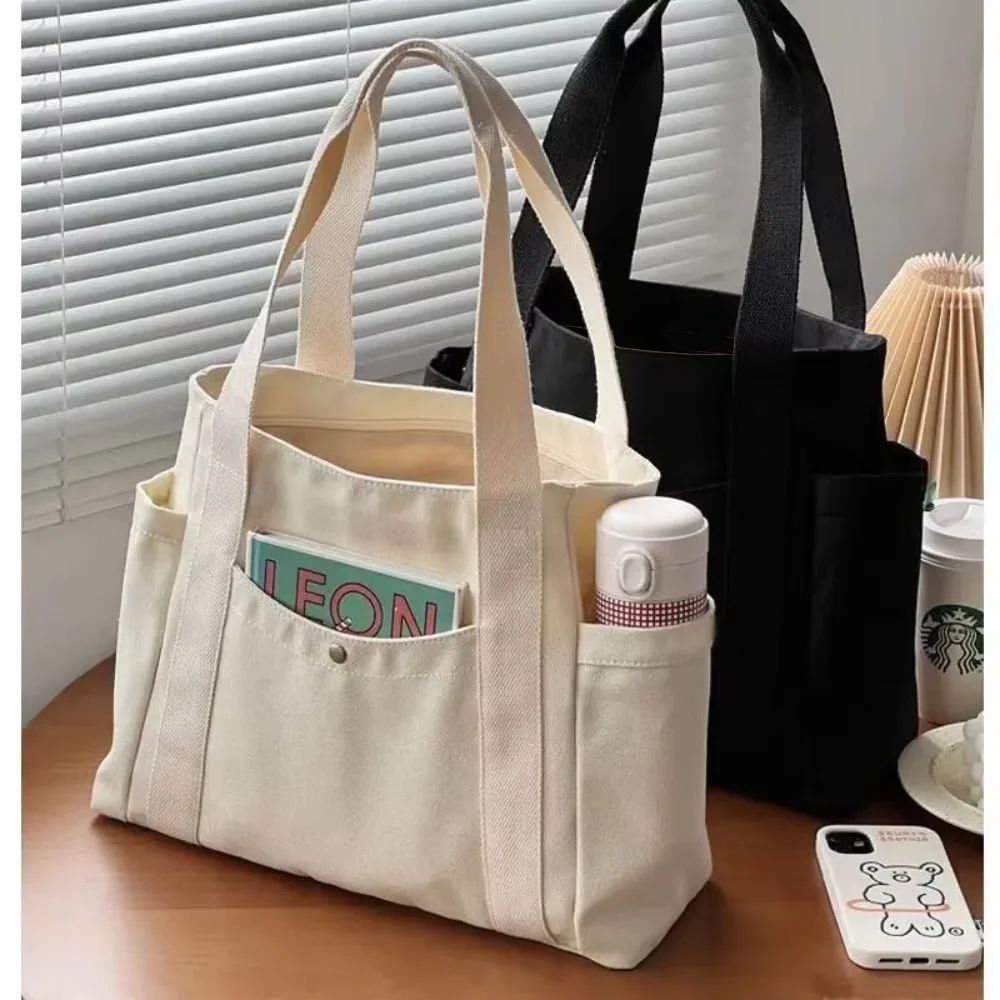 Large Capacity Canvas Tote Bag for Work College Shopping Shoulder Bag