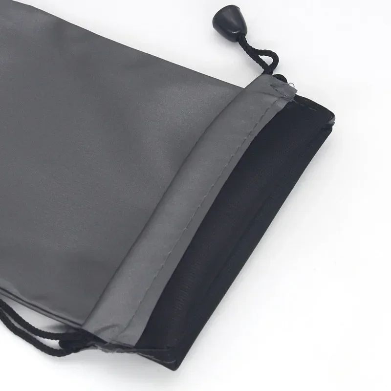 Waterproof Dustproof Oxford Drawstring Bag, Black Polyester Pouch Organizer for Headset, Data Cable & Sporting Goods