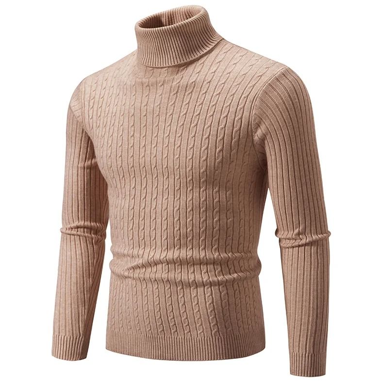 Winter High Neck Thick Warm Sweater Men Slim Fit Pullover Knitwear