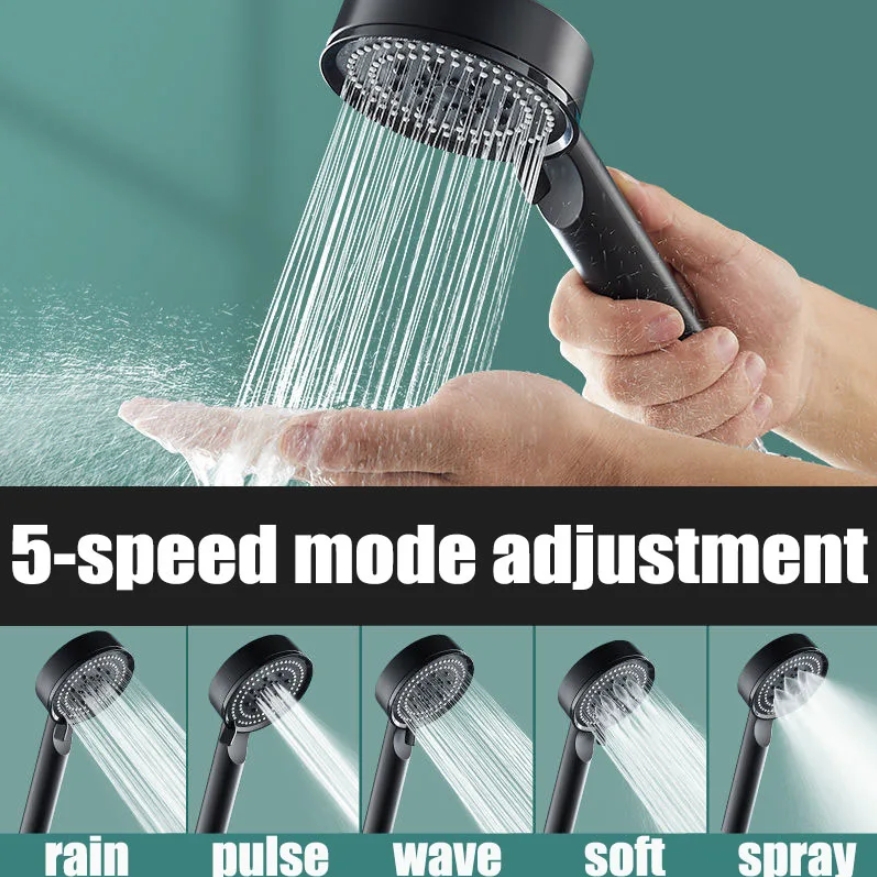 Adjustable High Pressure Shower Head with Hose, Water Saving One-Key Stop Spray Nozzle, Bathroom Shower