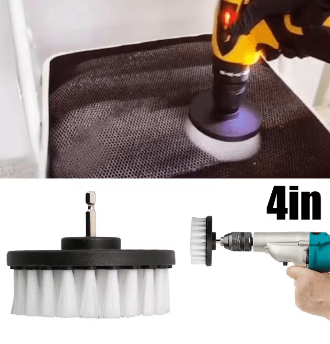 CleanForce 4 Inch Soft Drill Brush Cleaning Kit for Car Bathroom and Kitchen