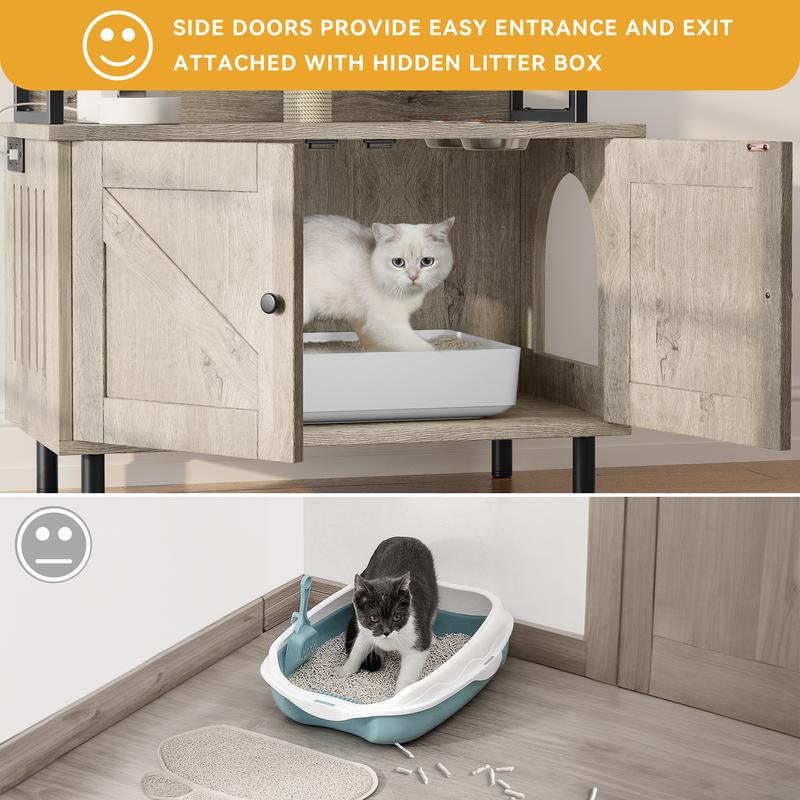 🔥 YitaHome Cat Hidden Litter Box Furniture with Shelves & Charging Station