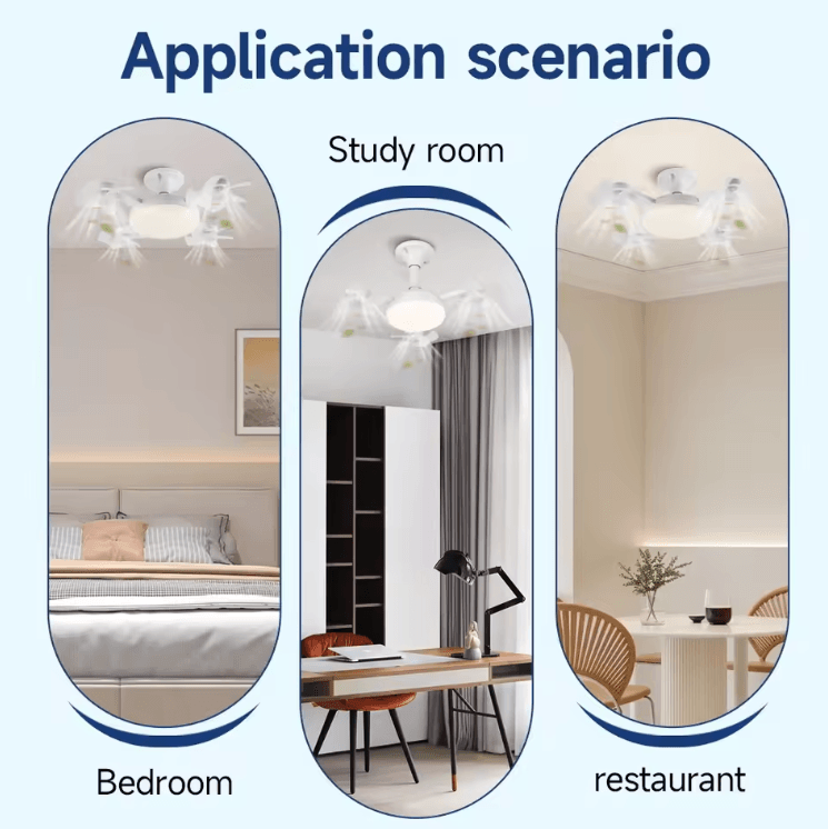Modern LED Ceiling Fan with Light – Remote Control 3-Speed Silent Cooling Fan
