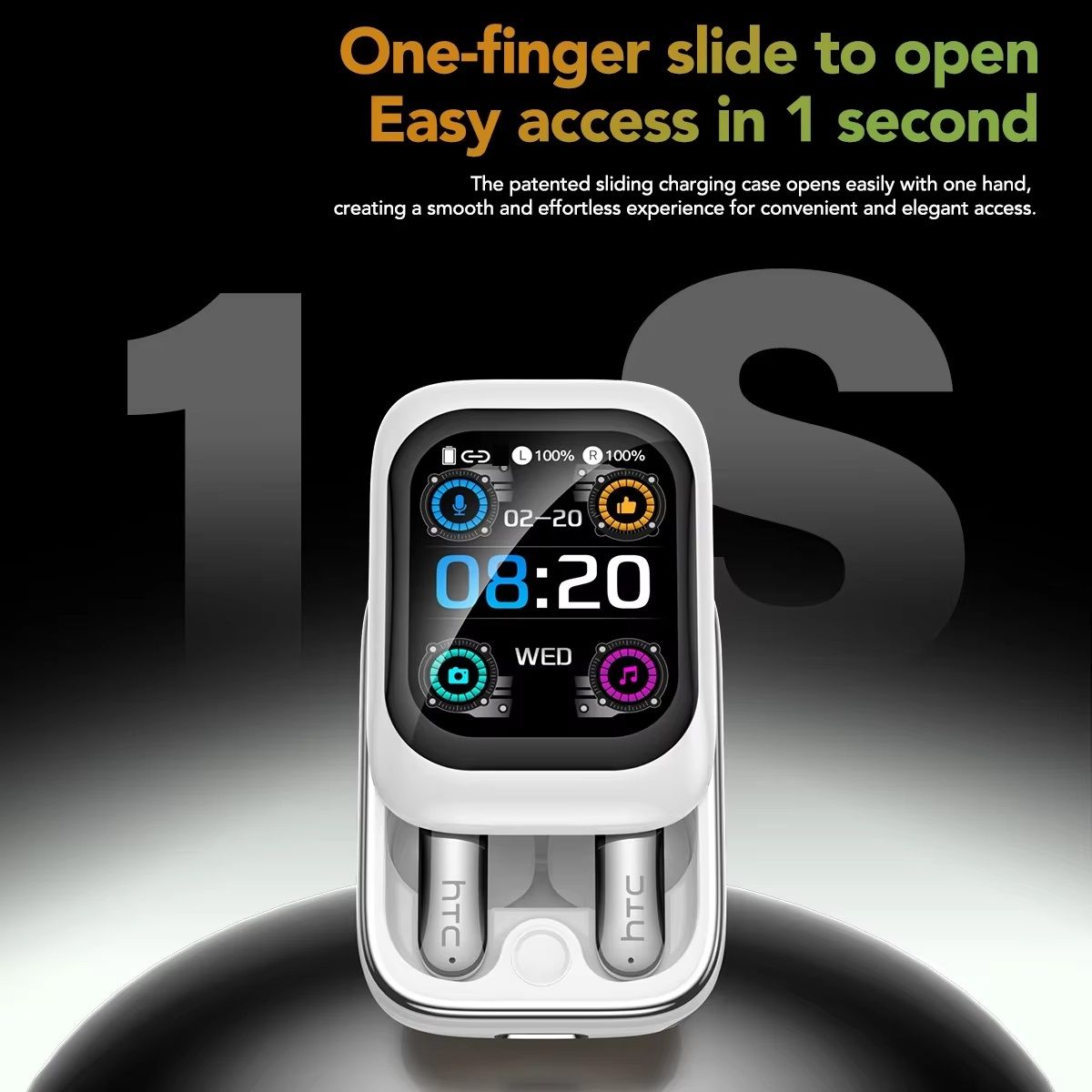 Bluetooth Earphones, AI Translator Earbud, TWS Sports Wireless Headphones, Ultra HD Screen Side-sliding Design