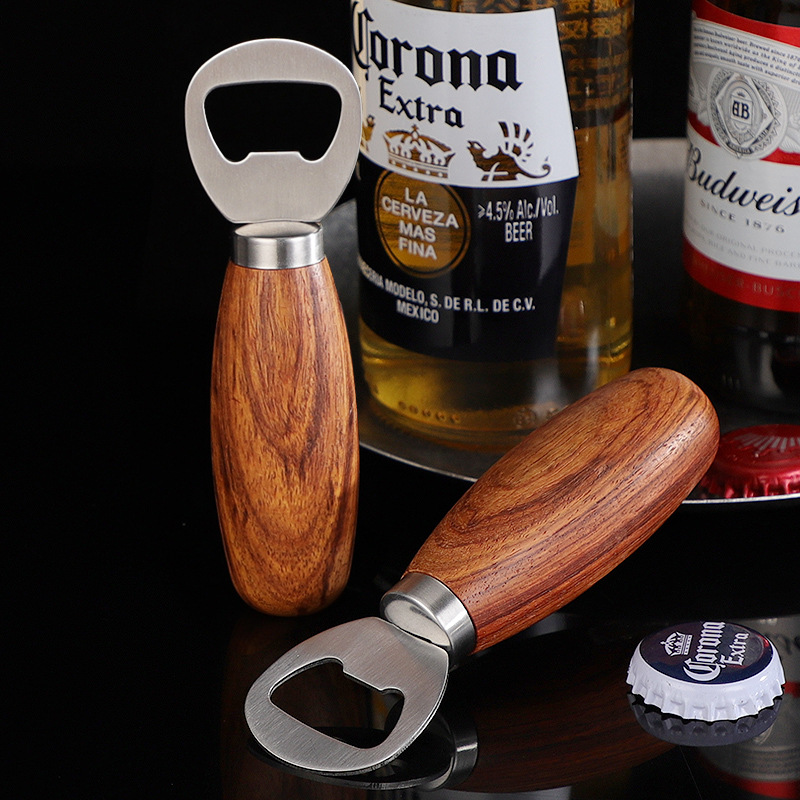 Cider Bottle Opener, Rosewood Handle Stainless Steel Beer Bottle Opener, Pop Soda Bottle Opener, for Home Party Bar Use