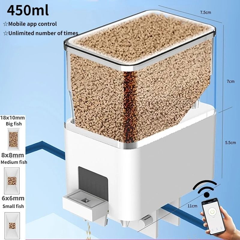 Automatic Aquarium Fish Feeder Smart WiFi App Control Voice Remote Fish Tank Feeding Dispenser