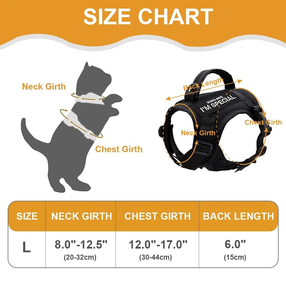 Nylon Tactical Cat Harness Vest With Handle and Stickers