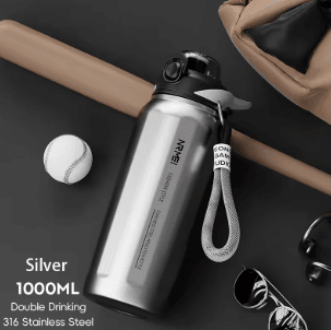 HydroCarry One-Button Thermos Bottle – Large Capacity Stainless Steel Vacuum Flask with Rope
