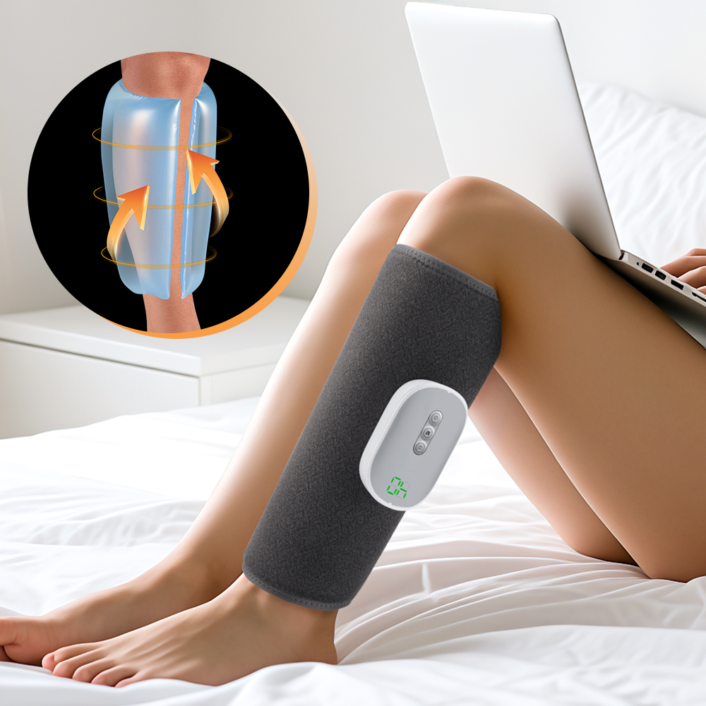 Rechargeable Wireless Leg Massager, 8 Intensities, Calf Air Compression for Muscle Relaxation