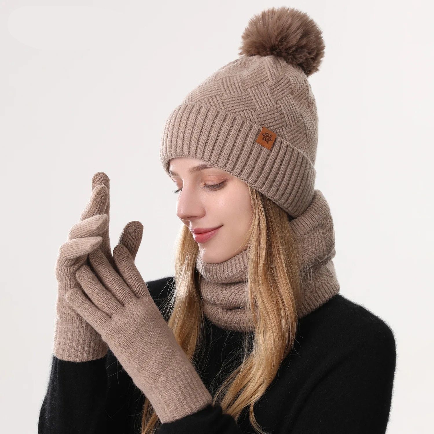 Unisex Double-Layer Fleece-Lined Thermal Winter Set