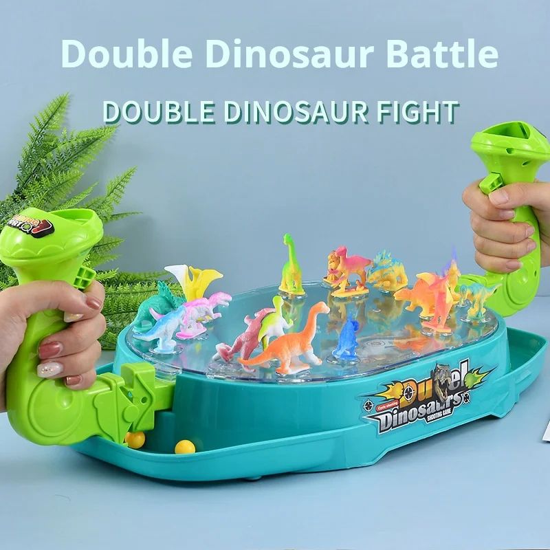 Dino Duel Catapult Board Game (Two-Player Interactive Pinball Catapult Toy)