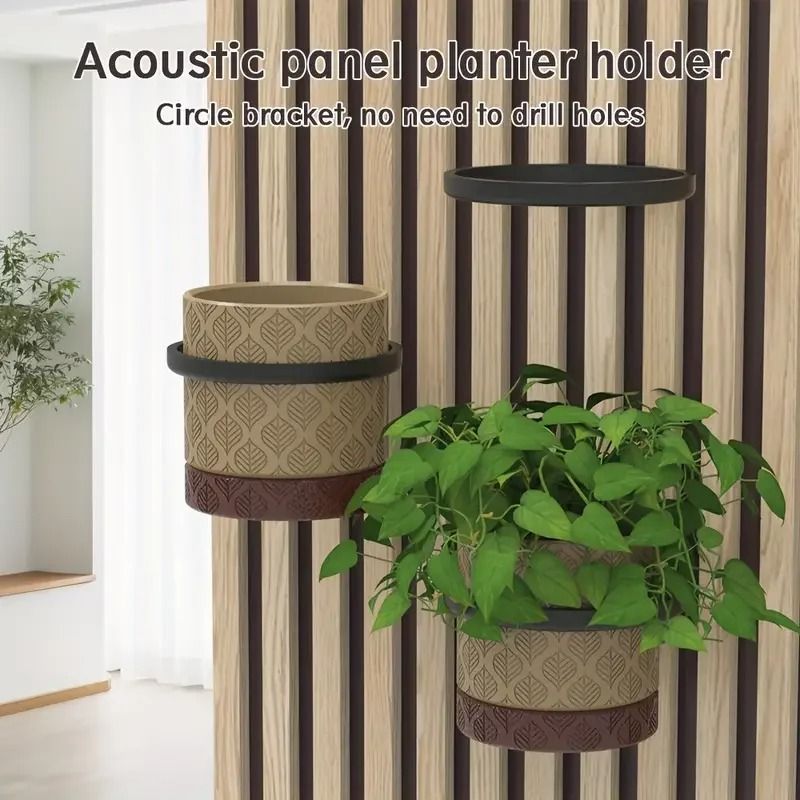 Acoustic Panel Plant Rings (Set of 2) | No-Drill Suspended Greenery Support for Studios & Offices