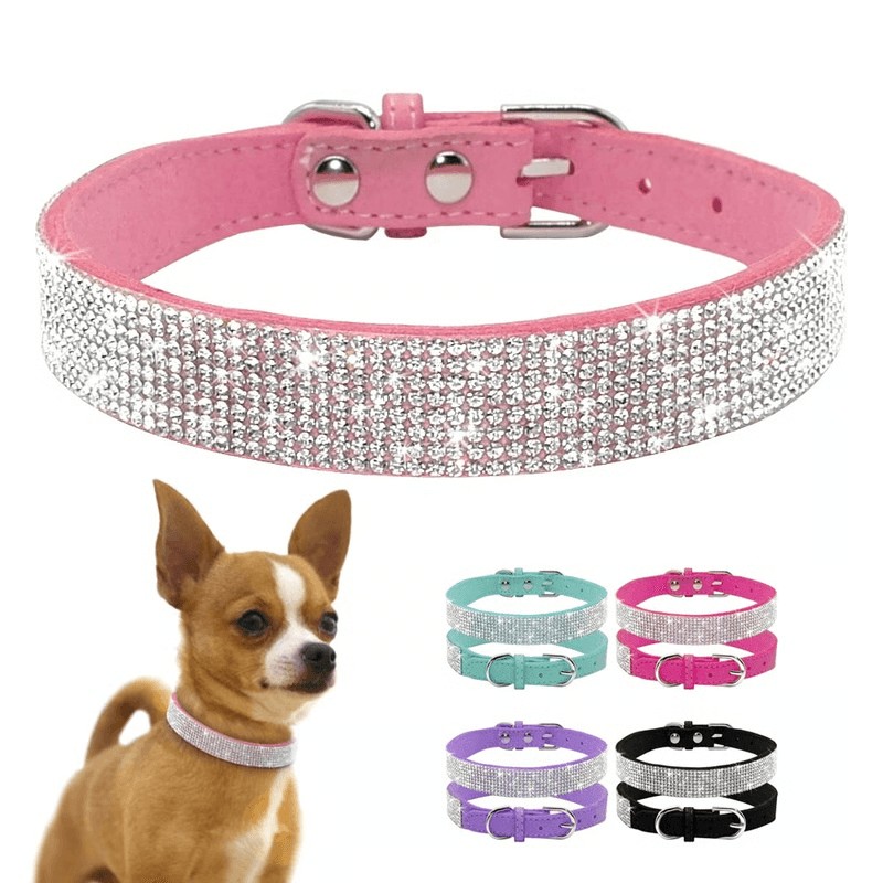 Bling Rhinestone Leather Pet Collar & Leash Set for Small-Medium Dogs & Cats
