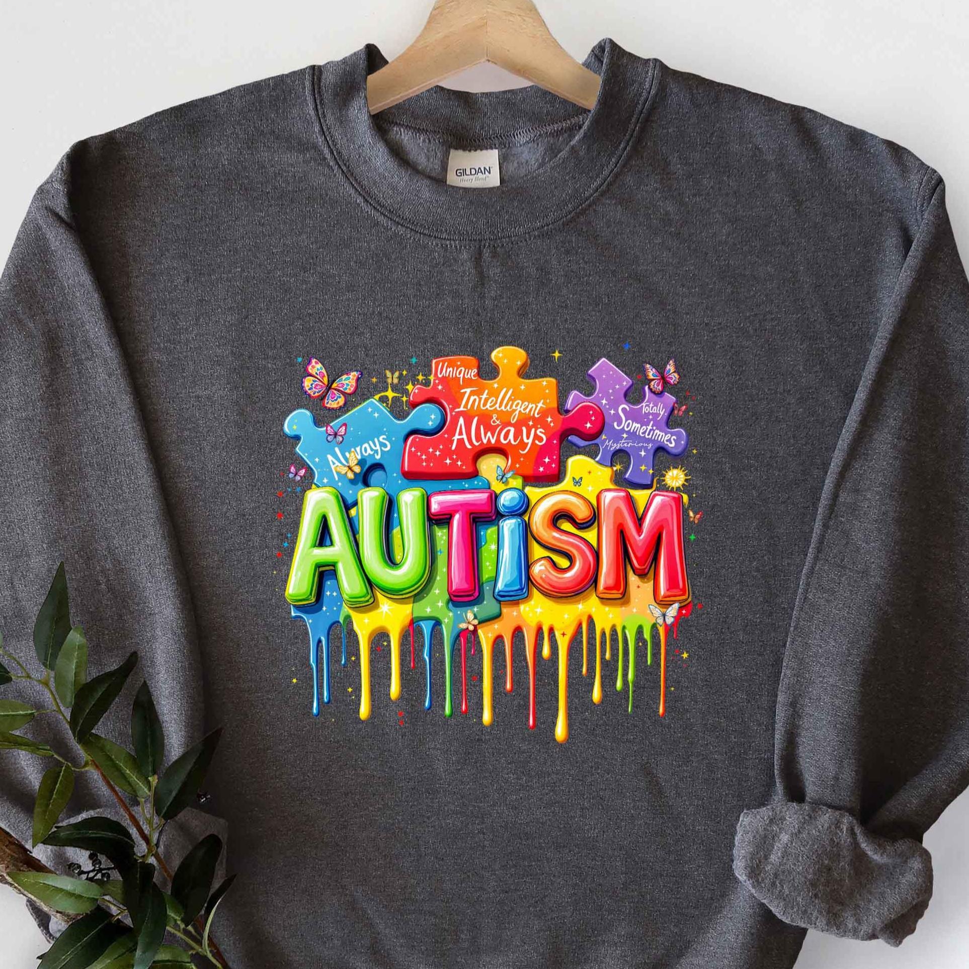 Autism Awareness Day Colorful Puzzle Sweatshirt Neurodiversity Support Gift Always Tee