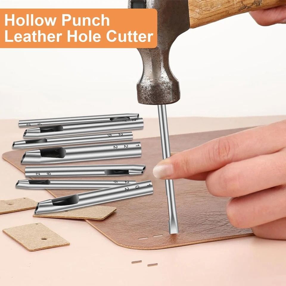 Leather Punch Set, Heavy Duty Oval Shape Punches, Precision Hole Punch Tool