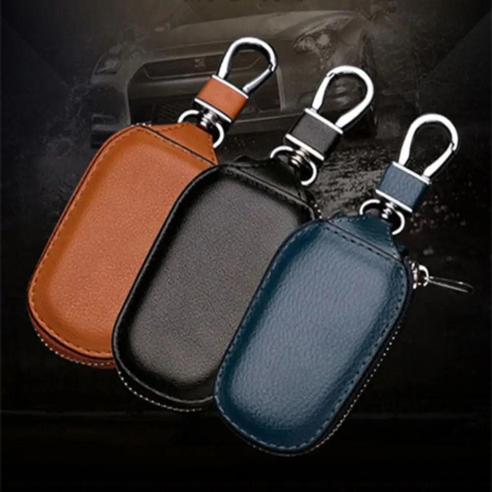 PU Leather Car Keychain Cover Wallet with Zipper Key Organizer