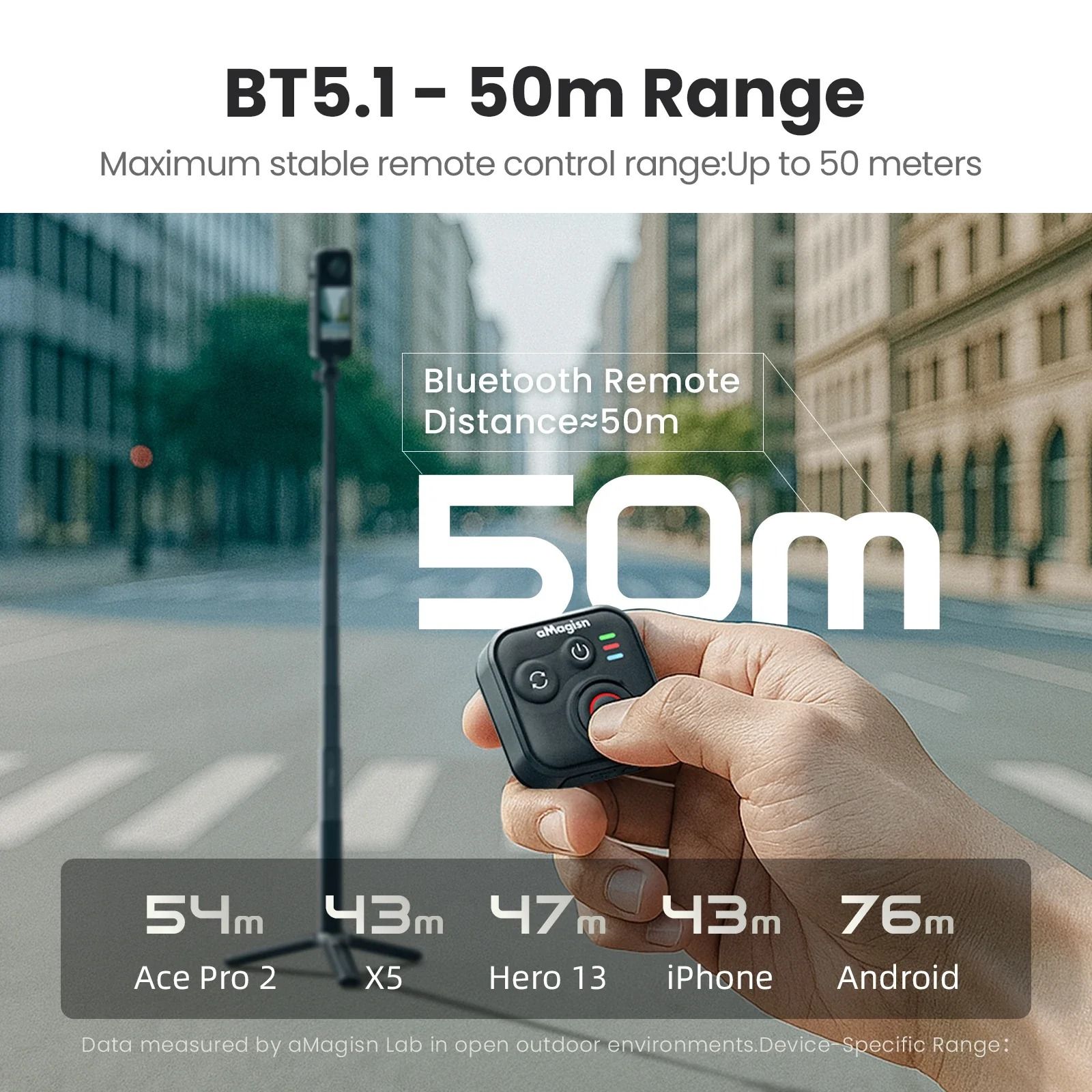 Bluetooth Action Camera Remote Control for Insta360 and GoPro Cameras