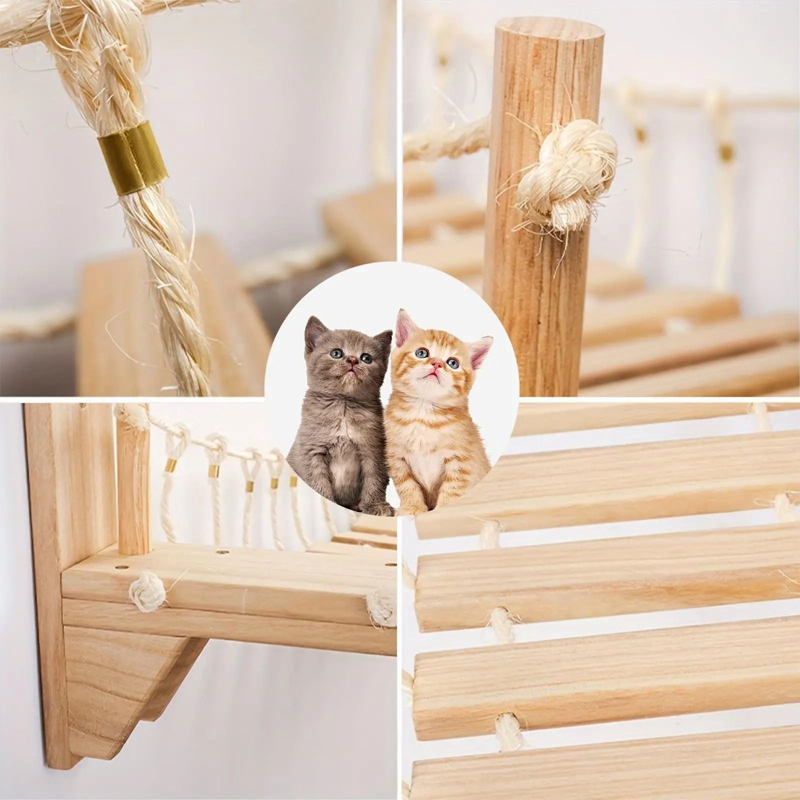 Premium Wall-Mounted Wooden Cat Bridge and Climbing Ladder