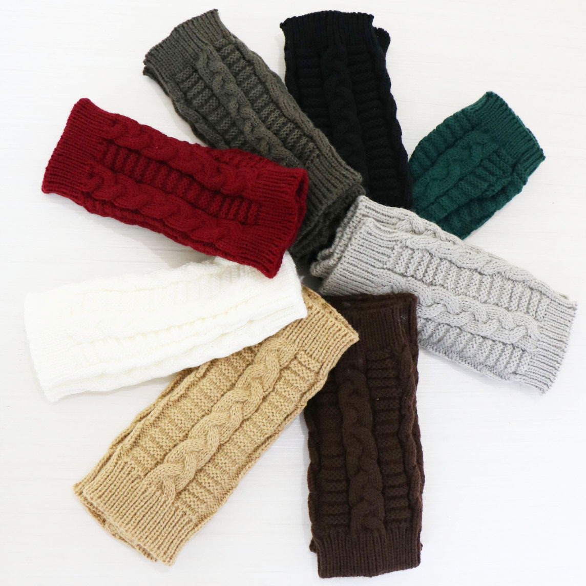 Women Stylish Hand Warmer Crochet Winter Gloves, Faux Wool Mitten, Twist Pattern, Warm Finger less Gloves