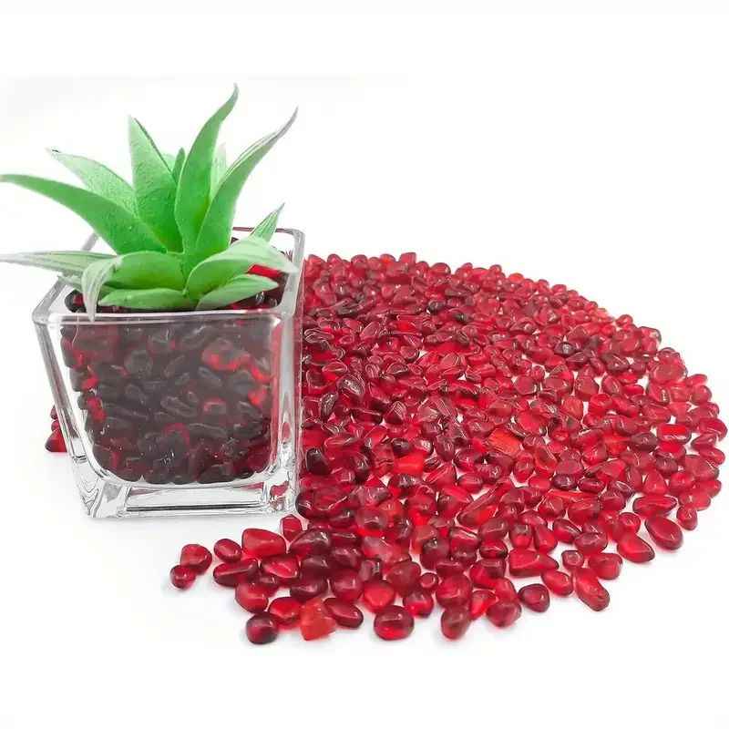Red Glass Gravel Decorative Chips Vase Filler Aquarium and Garden Decor