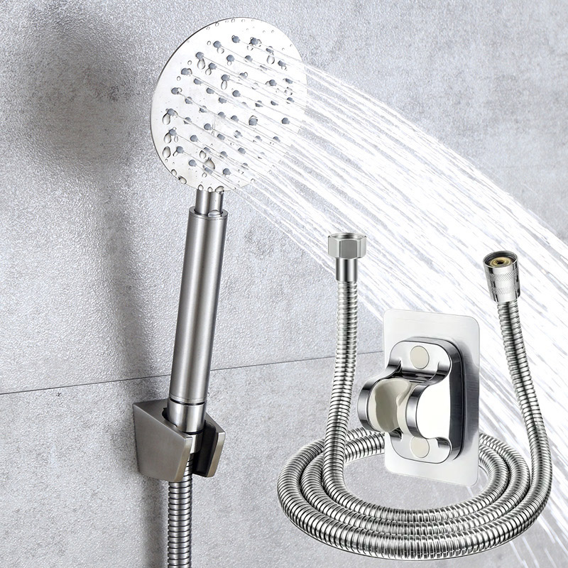 Booster Shower Head Handheld Set Stainless Steel Silicone Water Outlet Round Square