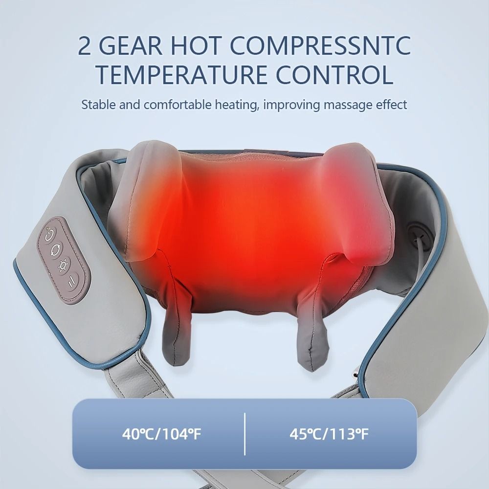 Wireless Neck and Shoulder Massager with Heat and Kneading