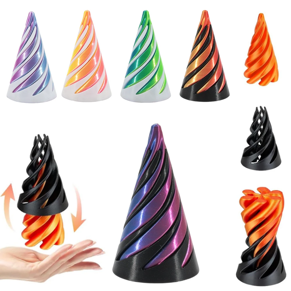 Spiral Cone Toy Impossible Pyramid Passthrough Sculpture, Vortex Thread Illusion Toy