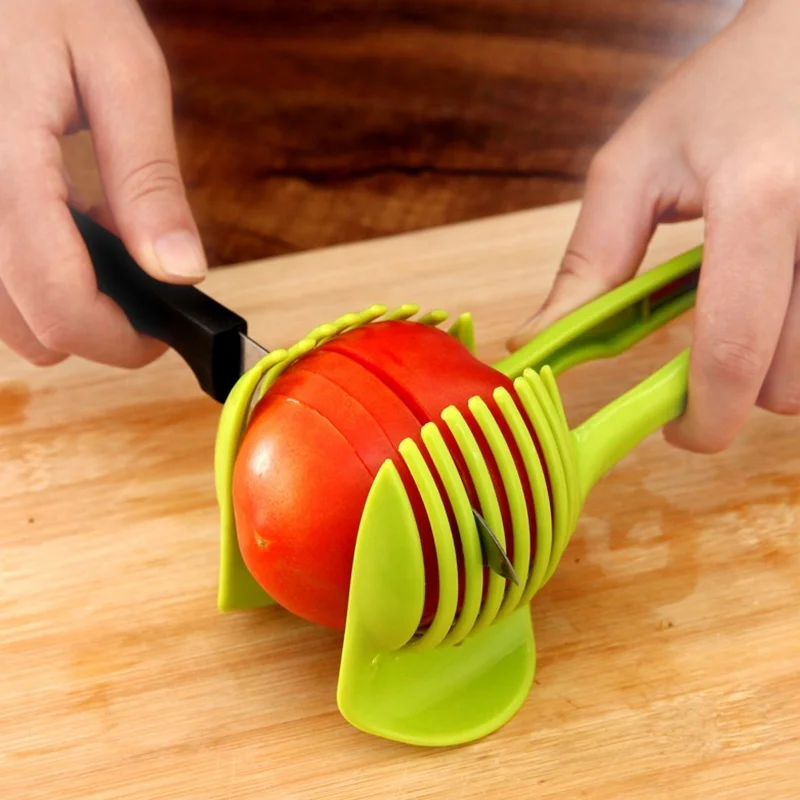 Handheld Kitchen Fruit Slicer Stainless Steel, Tomato Onion Orange Lemon Cutter, Kitchen Item Cutting Clip Accessories