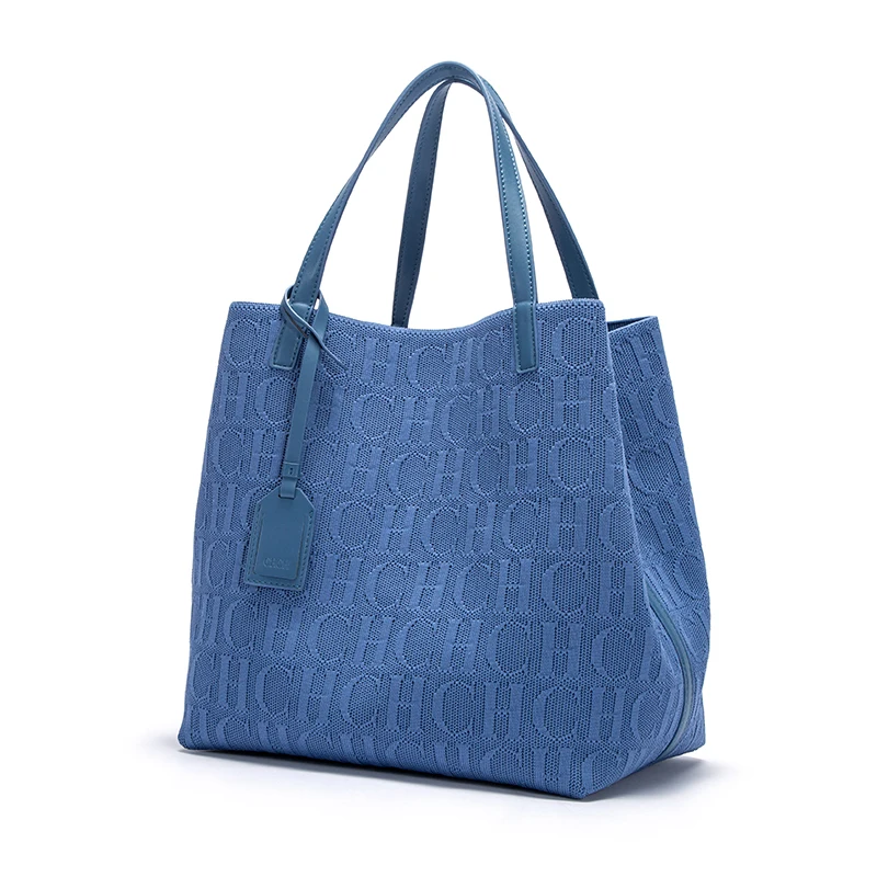 CH Ladies Shoulder Bag Classic Pure Color Handbag with Outer Pocket Large Capacity High Quality Craft