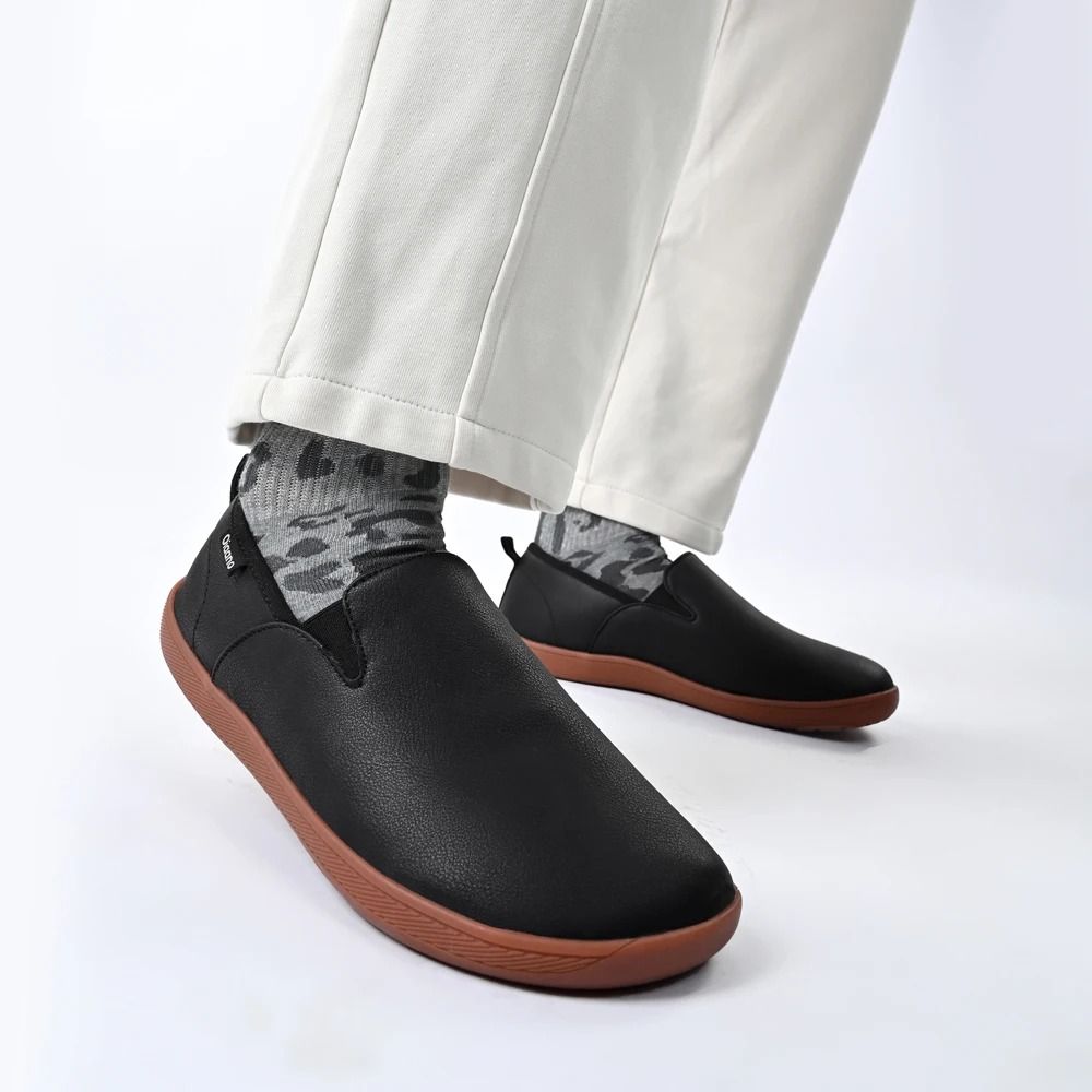 Oiaano Wide Toe Leather Slip On Loafers Men Minimalist Driving Office Shoes
