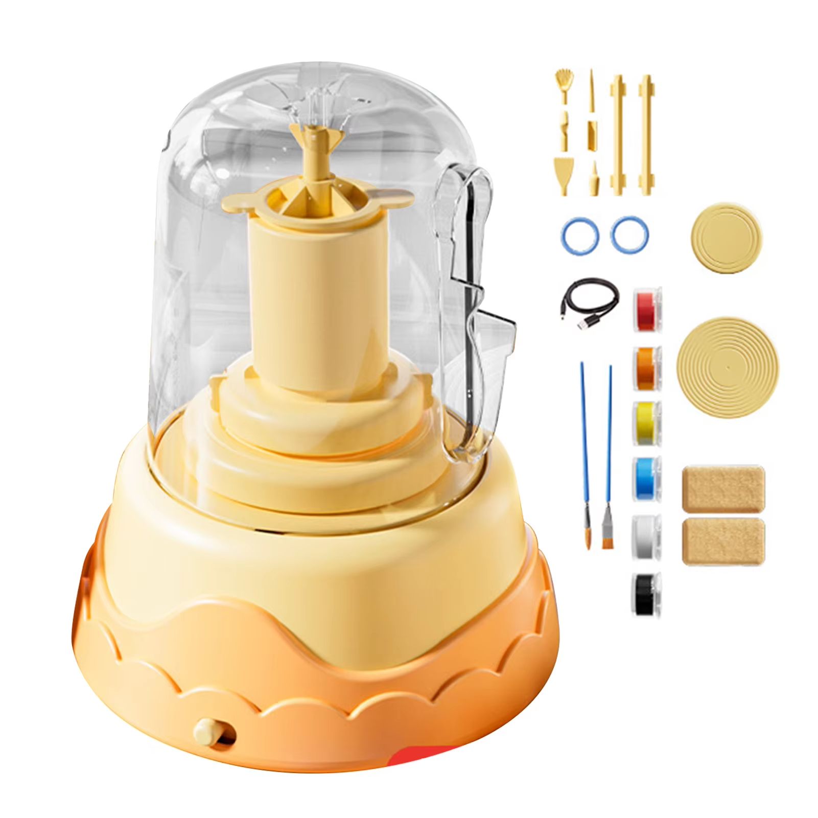 DIY Kids Pottery Wheel Kit with Clay and Paints Educational Craft Toy