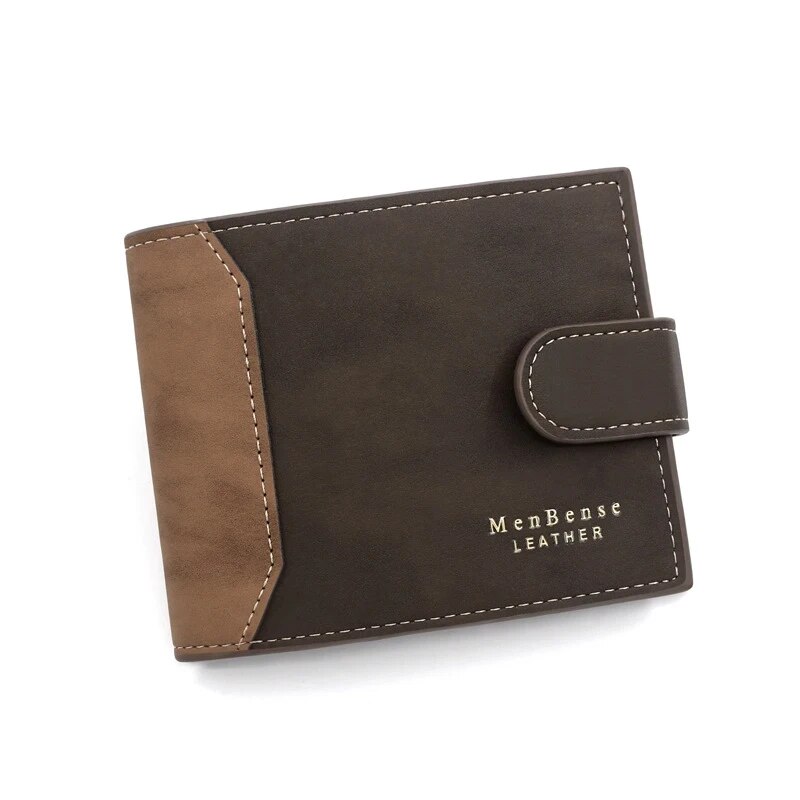 Premium PU Leather Mens Wallet with Hasp Closure Compact Credit Card Holder