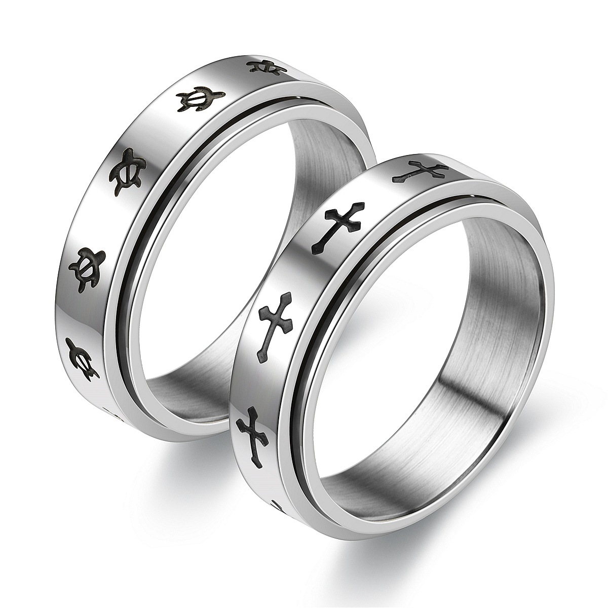 Stainless Steel Anxiety Relief Rotating Tortoise Rings for Couples Cute Anti Stress Fidget Rings New Trend Accessories