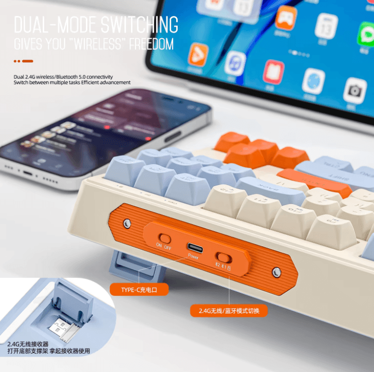 M87 Wireless Dual Mode Bluetooth Keyboard with Rainbow Light RGB and PBT Keycaps