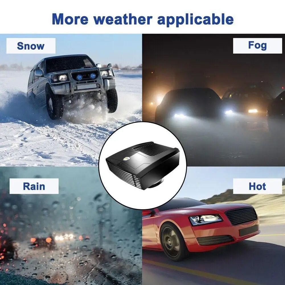 12V Car Heater Defroster 2-in-1 Fast Heating/Cooling Fan – 360° Rotatable Windshield Defogger Auto Window Dryer